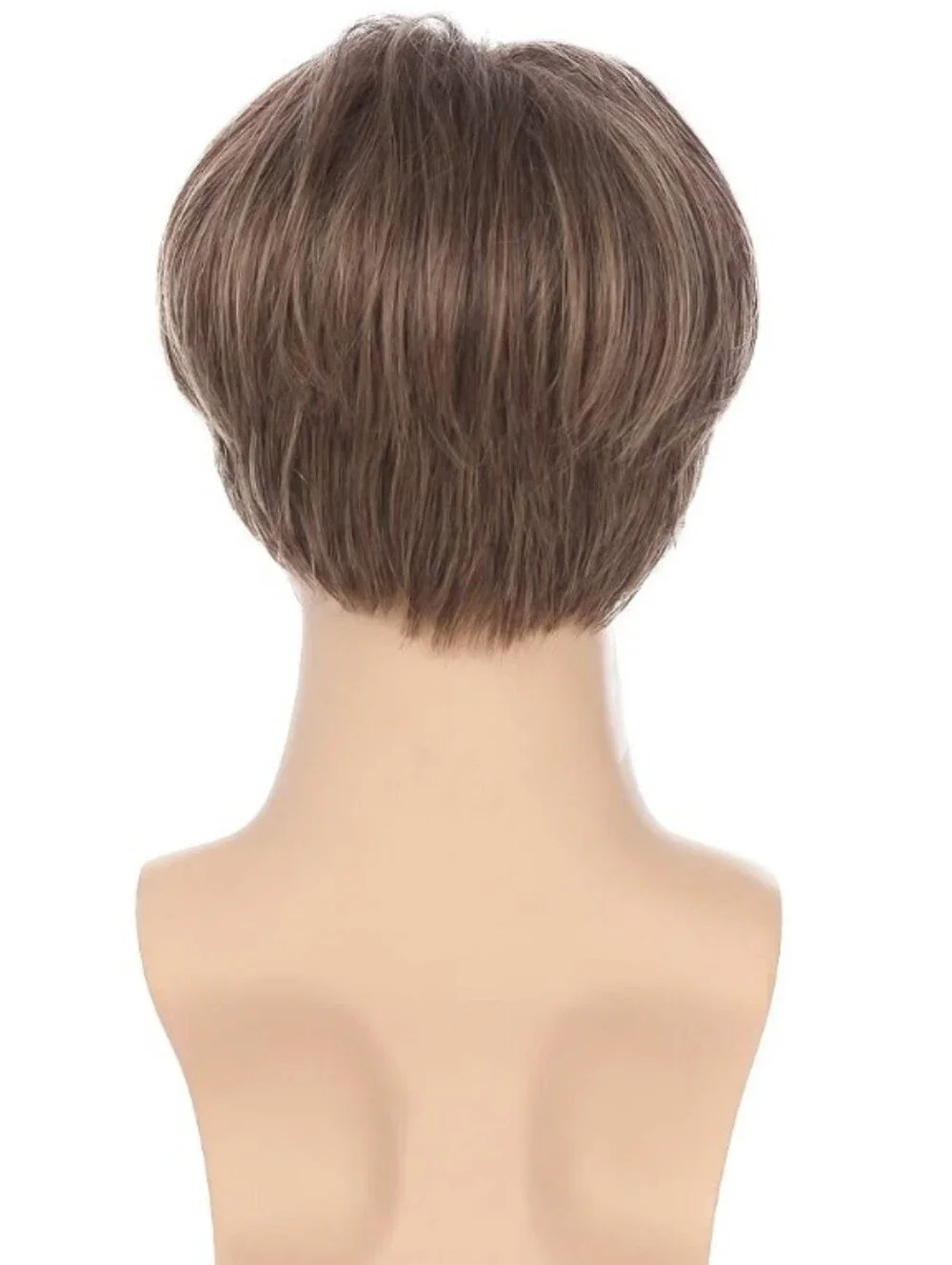 Men's Brown Short Straight Synthetic Wig - Natural Middle Part